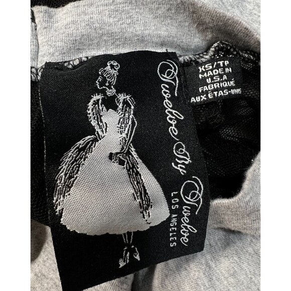 Twelve by Twelve Los Angeles Womens Top Blouse Sheer Mesh Black Gray Sz XS - Picture 6 of 7